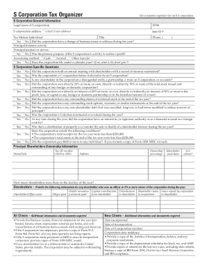 S Corporation Tax Organizer