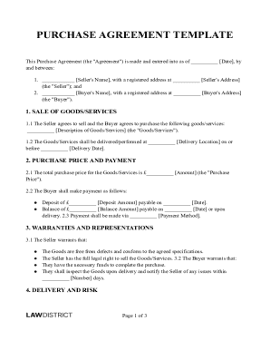 Purchase Agreement Template