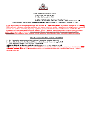 Short-Term Rental Occupational Tax Application