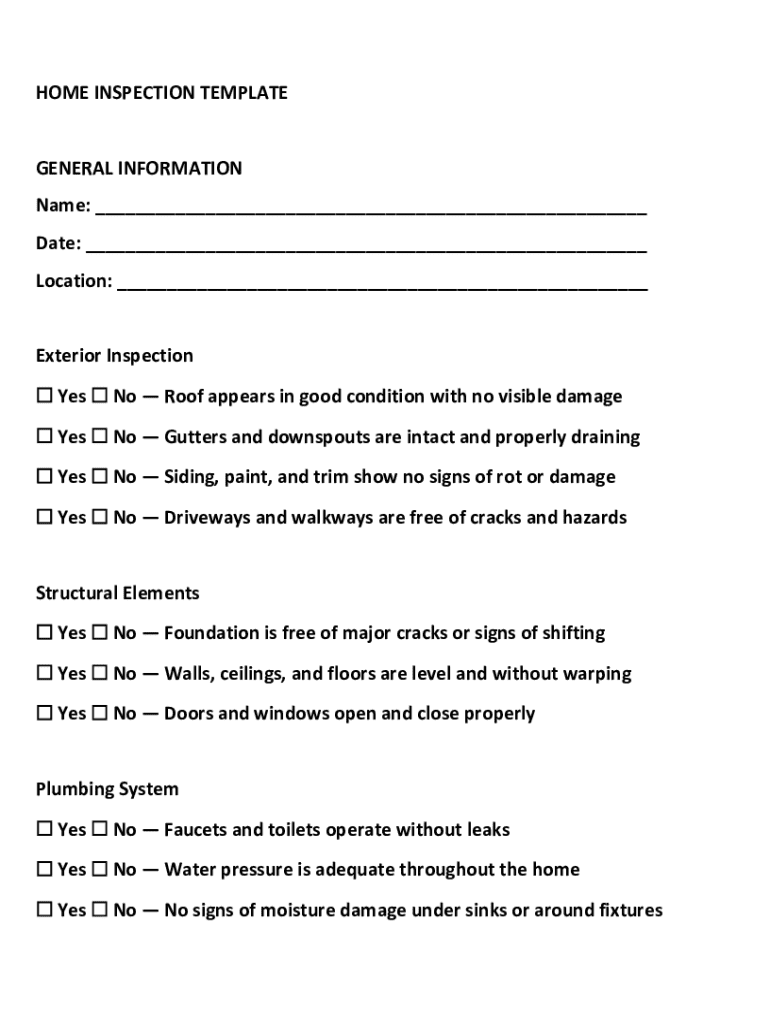 Home Inspection Extension Form.pdf Home Inspection Template - Blank Fillable Template | Fill Out, Print ...