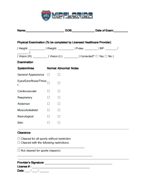 Physical Examination Form
