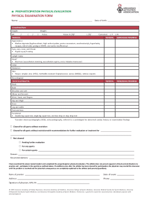 Preparticipation Physical Evaluation Form
