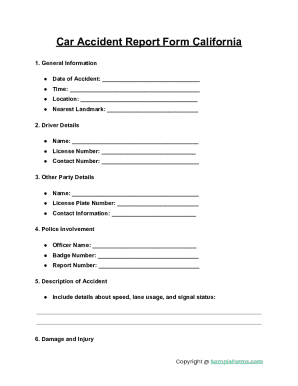 Car Accident Report Form California
