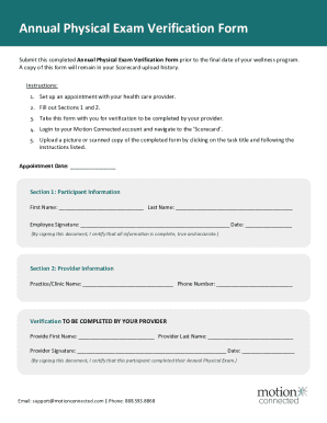 Annual Physical Exam Verification Form