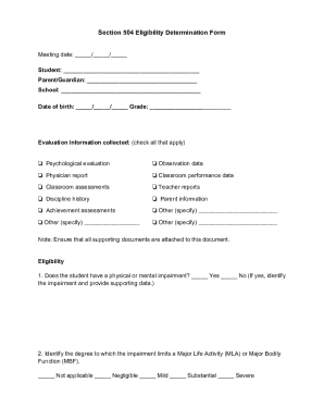 Section 504 Eligibility Determination Form