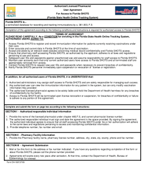 Florida SHOTS Pharmacist User Agreement