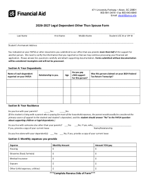 2026-2027 Legal Dependent Other Than Spouse Form