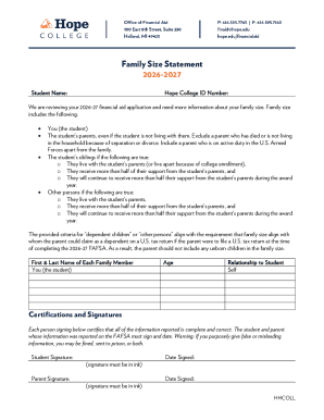 Family Size Statement