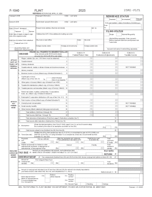 F-1040 Flint 2025 Tax Return