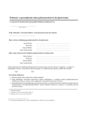 Poland Presidential Election Proxy Form