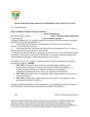 Parent Consent Form for Fun Zone Park