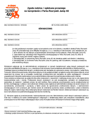 Parent Consent Form for Jump 4U Amusement Park