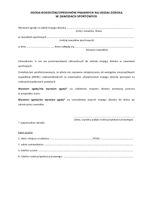 Parental Consent for Child's Participation in Sports