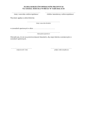 Parental Consent for Child's Participation in Running Race
