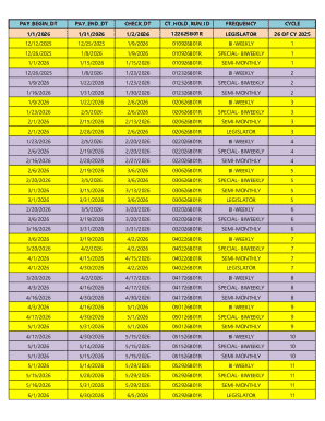 Payroll Schedule Template