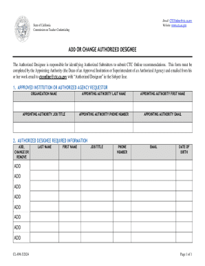California Authorized Designee Form