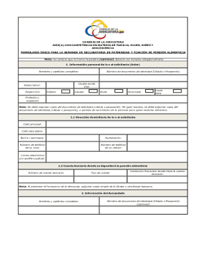 Ecuador Paternity and Child Support Claim Form