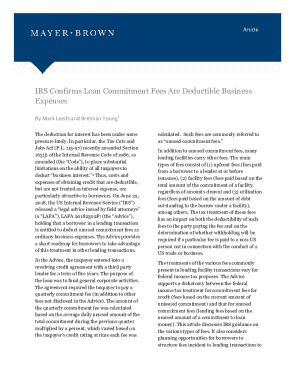 IRS Guidance on Loan Commitment Fees