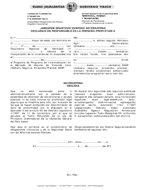 Declaration of Responsibility for Housing Program