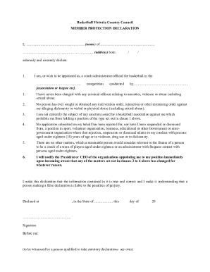 Basketball Victoria Member Protection Declaration