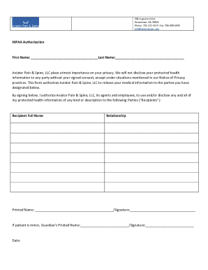 HIPAA Authorization Form