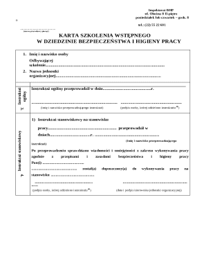 Karta Szkolenia Wstępnego BHP