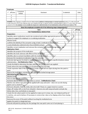 SCDDSN Employee Checklist - Transdermal Medication