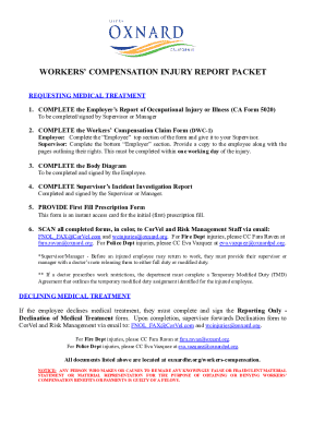 Workers’ Compensation Injury Report Packet