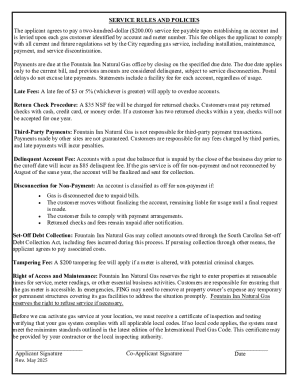 Fountain Inn Natural Gas Service Rules and Policies