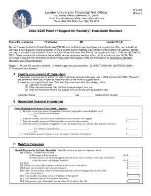 2024-2025 Proof of Support for Parent(s)' Household Members