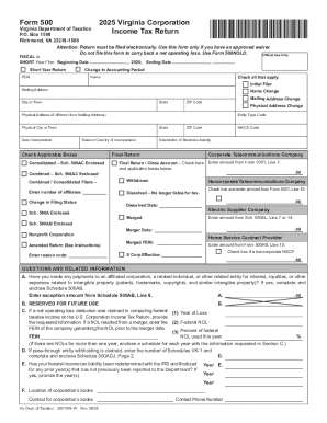 2025 Form 500 - Virginia Corporation Income Tax Return