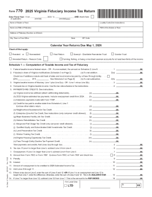 2025 Form 770, Virginia Fiduciary Income Tax Return