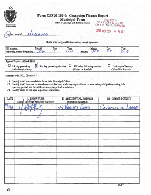 Municipal Campaign Finance Report