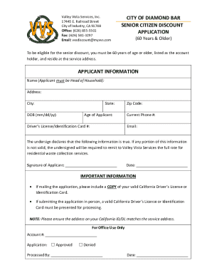 Senior Citizen Discount Application