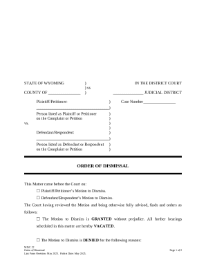 Wyoming Order of Dismissal