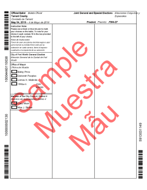 Tarrant County Official Ballot