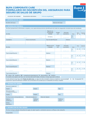 Bupa Corporate Care Group Health Insurance Enrollment Form
