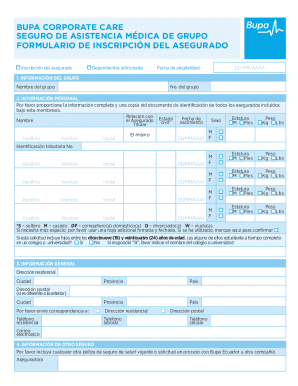 Bupa Corporate Care Group Medical Insurance Enrollment Form
