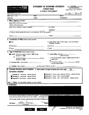 California Form 700 Statement of Economic Interests