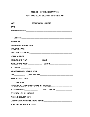 Mobile Home Registration Form