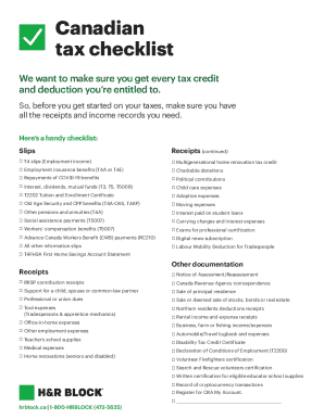 Canadian Tax Checklist