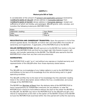 Motorcycle Bill of Sale