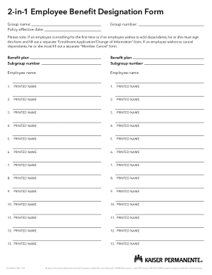 Employee Benefit Designation Form