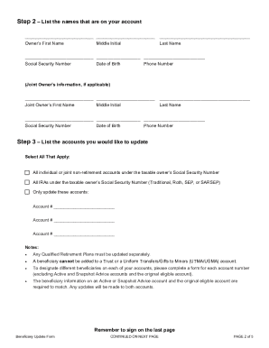 Beneficiary Update Form