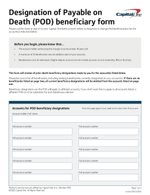 Capital One POD Beneficiary Form