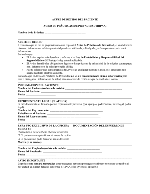 HIPAA Privacy Practice Acknowledgment Form