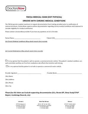 FMCSA Medical Exam Form