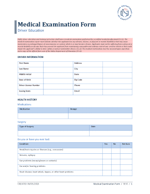 Idaho Driver Education Medical Examination Form