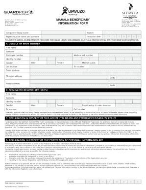 Mahala Beneficiary Information Form