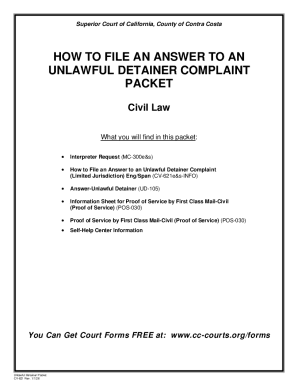 California Unlawful Detainer Answer Form